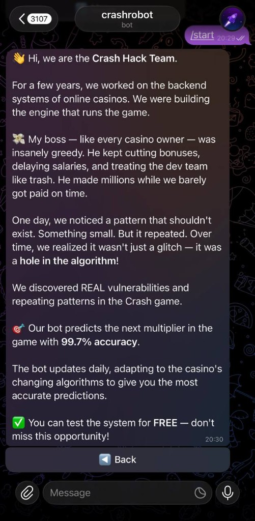 Crash Bot about section